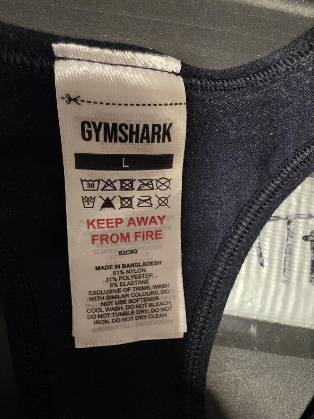 Gymshark ($70) Seamless Longline Athletic Sports Bra Navy Workout Crop Top - Picture 3 of 6